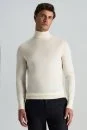 Ekru Boğazlı Slim Fit Merino Yün Triko - Thumbnail