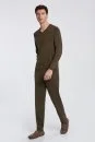Extrafine Merino V Yaka Yeşil Loungewear Triko - Thumbnail
