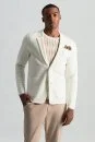 Extrafine Merino Ekru Triko Blazer Ceket - Thumbnail
