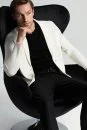 Extrafine Merino Ekru Triko Blazer Ceket - Thumbnail