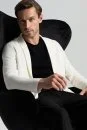 Extrafine Merino Ekru Triko Blazer Ceket - Thumbnail