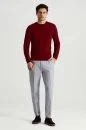 Extrafine Merino Yün-Pamuk Karışım Desenli Bordo Triko
