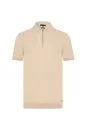 Merserize Pamuk Fermuar Yaka Bej Triko Polo