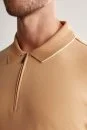 Fermuar Detaylı Kum Rengi Polo Yaka T-Shirt - Thumbnail