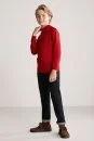 Fermuarlı Merino Yün Kırmızı Activewear Çocuk Triko - Thumbnail