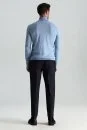Gök Mavisi Boğazlı Slim Fit Merino Yün Triko - Thumbnail
