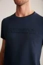 Hemington Kabartma Baskılı Lacivert Pima Pamuk T-Shirt - Thumbnail
