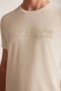 Hemington Kabartma Baskılı Krem Rengi Pima Pamuk T-Shirt - Thumbnail