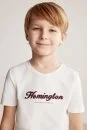 Hemington Logolu Bisiklet Yaka Beyaz Pamuk Çocuk T-Shirt - Thumbnail