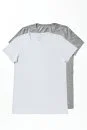 Gri-Beyaz İkili İç Giyim T-Shirt Seti - Thumbnail