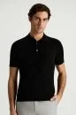 İpek Karışım Siyah Triko Polo