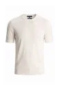 İpek Karışımlı Bisiklet Yaka Beyaz Triko T-Shirt