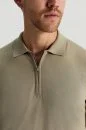 İpek Pamuk Karışım Fermuar Detaylı Açık Yeşil Triko Polo