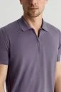 İpek Pamuk Karışım Fermuar Detaylı Mor Triko Polo