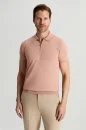 İpek Pamuk Karışım Fermuar Detaylı Somon Rengi Triko Polo
