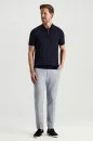 İpek Pamuk Karışım Fermuar Detaylı Lacivert Triko Polo