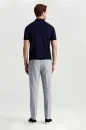İpek Pamuk Karışım Fermuar Detaylı Lacivert Triko Polo