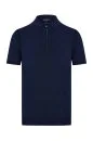 İpek Pamuk Karışım Fermuar Detaylı Lacivert Triko Polo