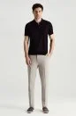 İpek Pamuk Karışım Fermuar Detaylı Siyah Triko Polo