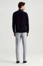 İtalyan Merino Yün Düğmeli Lacivert Triko Hırka