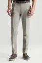 İtalyan Saf Yün Açık Gri Klasik Dokuma Pantolon