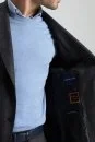 İtalyan Yün Kaşmir Karışım Ekose Desen Antrasit Blazer Ceket - Thumbnail
