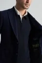 İtalyan Yün Kaşmir Karışım Lacivert Blazer Ceket - Thumbnail