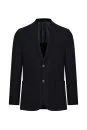 İtalyan Yün Kaşmir Karışım Siyah Blazer Ceket - Thumbnail
