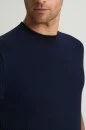 Jakar Desen Saf Pamuk Bisiklet Yaka Lacivert T-Shirt