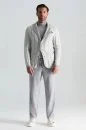 Kaşmir-İpek-Yün Karışım M Desenli Açık Gri Triko Blazer Ceket Kaşmir-İpek-Yün Karışım M Desenli Açık Gri Triko Blazer Ceket - Thumbnail
