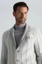 Kaşmir-İpek-Yün Karışım M Desenli Açık Gri Triko Blazer Ceket Kaşmir-İpek-Yün Karışım M Desenli Açık Gri Triko Blazer Ceket - Thumbnail