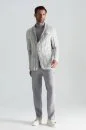 Kaşmir-İpek-Yün Karışım M Desenli Açık Gri Triko Blazer Ceket Kaşmir-İpek-Yün Karışım M Desenli Açık Gri Triko Blazer Ceket - Thumbnail