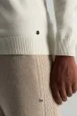 Kaşmir Merino Yün Karışım M Logo Desenli Yarım Balıkçı Yaka Ekru Kazak - Thumbnail