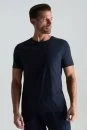 Kaşmir Pamuk Karışım Bisiklet Yaka Lacivert T-Shirt - Thumbnail