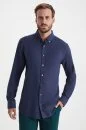 Kaşmir Pamuk Karışım Lacivert Gömlek Kaşmir Pamuk Karışım Lacivert Gömlek - Thumbnail