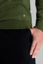 Kaşmir Pamuk Karışım Polo Yaka Yeşil Triko - Thumbnail