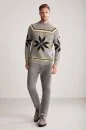 Kaşmir Yün Karışım Lupetto Yaka Kar Desen Gri Kazak - Thumbnail