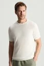 Keten Pamuk Karışım Bisiklet Yaka Beyaz Triko T-Shirt