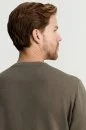 Keten Pamuk Karışım Bisiklet Yaka Haki Triko T-Shirt