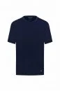 Keten Pamuk Karışım Bisiklet Yaka Mavi Triko T-Shirt