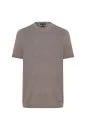 Keten Pamuk Karışım Bisiklet Yaka Vizon Triko T-Shirt