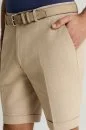 Keten Pamuk Karışım Krem Chino Şort