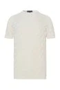 Keten Pamuk Ajur Desen Bisiklet Yaka Kırık Beyaz Triko T-Shirt - Thumbnail