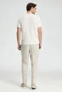 Keten Pamuk Ajur Desen Bisiklet Yaka Kırık Beyaz Triko T-Shirt - Thumbnail