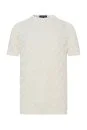 Keten Pamuk Ajur Desen Bisiklet Yaka Kırık Beyaz Triko T-Shirt - Thumbnail