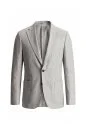 Keten Yün Karışım Açık Gri Yazlık Blazer Ceket