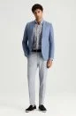 Keten Yün Karışım Açık Mavi Yazlık Blazer Ceket