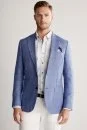 Keten-Yün Karışım Koyu Mavi Yazlık Blazer Ceket - Thumbnail