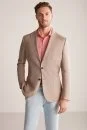 Keten-Yün Karışım Kum Rengi Yazlık Blazer Ceket - Thumbnail