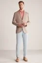 Keten-Yün Karışım Kum Rengi Yazlık Blazer Ceket - Thumbnail